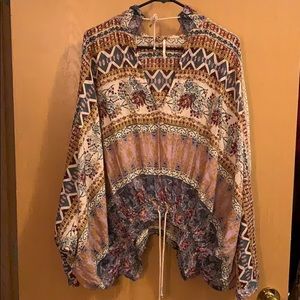 Free People patterned light weight hoodie